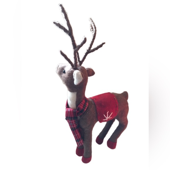 Festive Brown and Red Reindeer Plush Decor - Picture 2 of 4